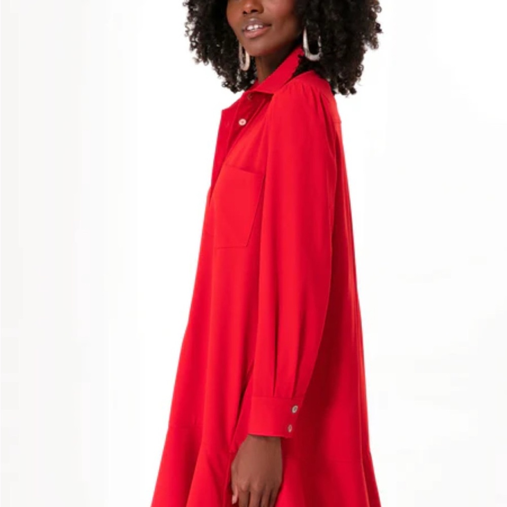 NWT Tuckernuck Callahan Shirt Dress in Red Crepe